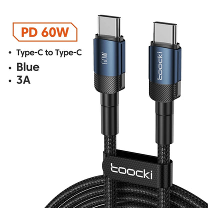Cable Toocki de 100 W tipo C a USB C PD 3.0 de carga rápida 4.0 de tipo C a tipo C para iPhone 15, MacBook, Samsung y Xiaomi
