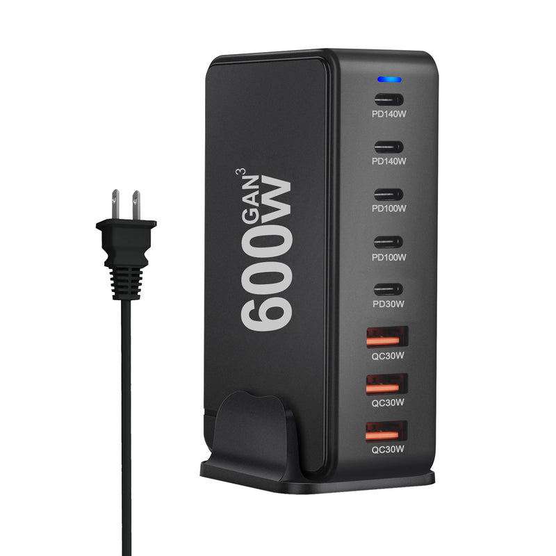 NEW 600W Gan Fast Charge 3.0 USB Type C Fast Charger Mobile 8-port 5C3A PD Charger  Convenient To Carry Tablet Charger