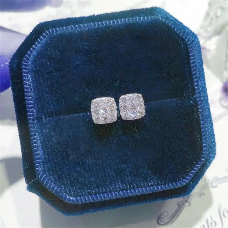 Pendientes geométricos sencillos y delicados, pendientes de piedras preciosas de colores de moda, tendencia de moda masculina, pendientes de circonita de alta calidad. 