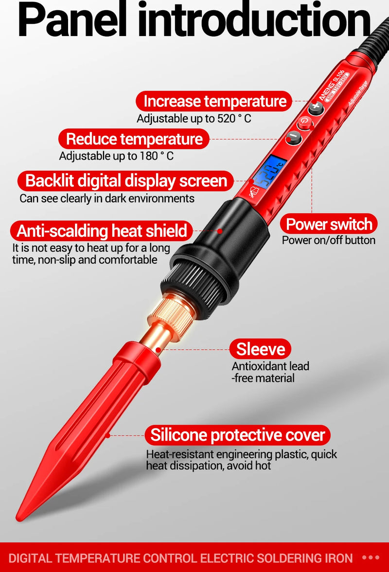 ANENG SL106 Electric Soldering Irons Adjustable Temperature Welding Solder Rework Station Heat Pencil Tip Repair Tools 110V/220V
