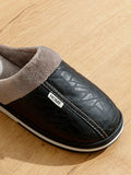 Men's slippers Winter Big Size Indoor Waterproof PU Leather Large Sizes Home Cotton shoes Fur Flat Cotton Bedroom Houseshoes