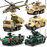 Military WW2 Tanks Tiger Sherman T34 Panzer Vehicle Airplane Army Soldier Weapons Model Building Block Brick Children Kids Toys