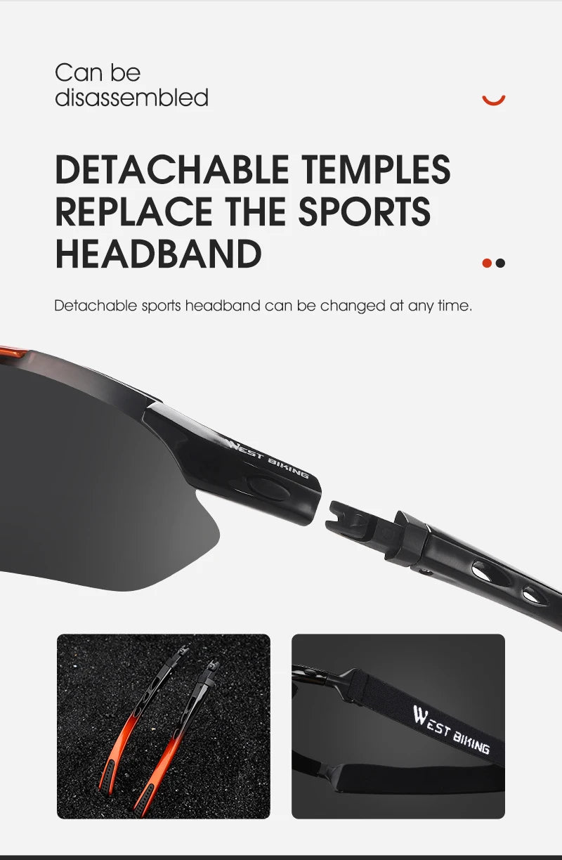 WEST BIKING Cycling Polarized Glasses Bike Outdoor Sports Sunglasses MTB PC Goggles Eyewear 5 Lens Bicycle Accessories
