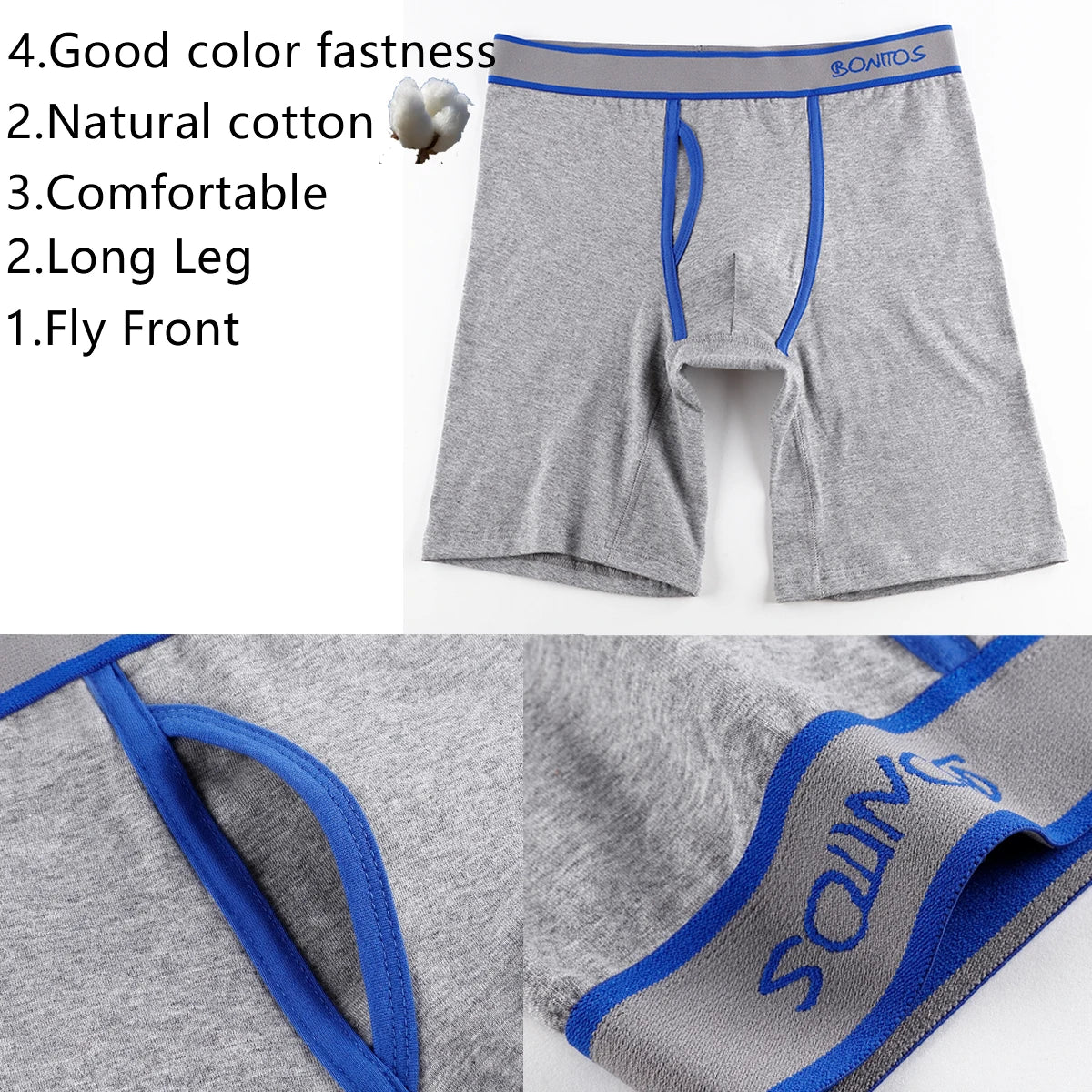 2-pack Long Leg Boxer Shorts Men's Underwear Kit Homme Underpants Boxershorts Slip Underwear for Man Cotton Male Sexy Set Box Gym
