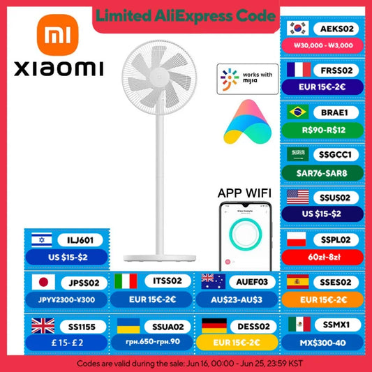 XIAOMI MIJIA Floor Fan, 7-Blade, 90° Adjustable Wide-Angle, Home Fan for Living Room, Supports Connection to MI HOME APP, Wired Fan