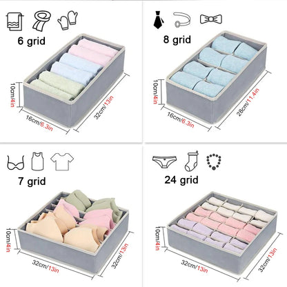 Organizador para ropa interior, calcetines, sujetadores, pantalones, bufandas, corbatas, caja de almacenamiento, organizador de cajones para armario, estuche plegable para organizador de ropa interior.