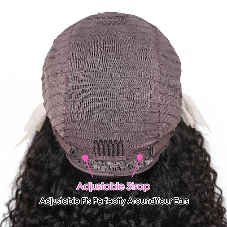 Short 8 to 16 Inch Kinky Curly Bob Human Hair Wig Pre-Plucked T Part Lace Peruvian Curly Human Hair Bob Wigs For Women and Girls