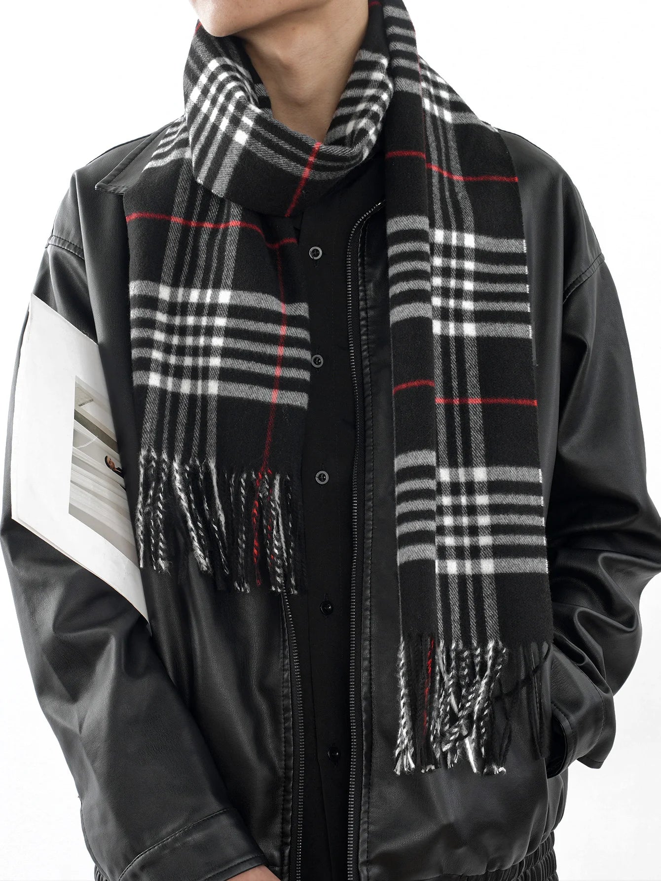 Bufanda tipo chal para hombre con tacto de cachemira cálido a cuadros de Edimburgo, bufanda a cuadros escoceses de estilo preppy