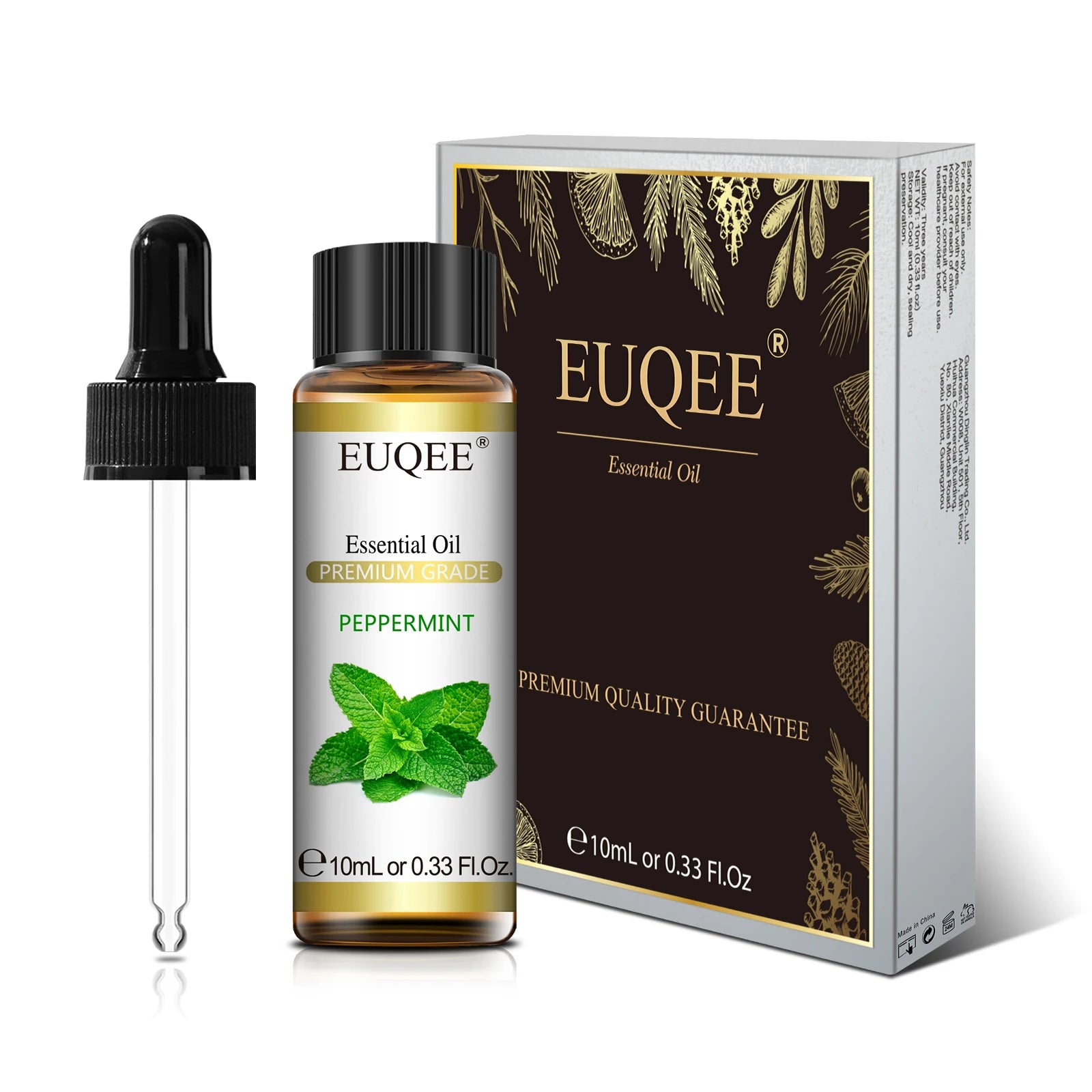 Óleo Essencial Natural de Plantas EUQEE 10ml com Conta-gotas para Difusor e Umidificador – Lavanda, Jasmim, Eucalipto e Baunilha