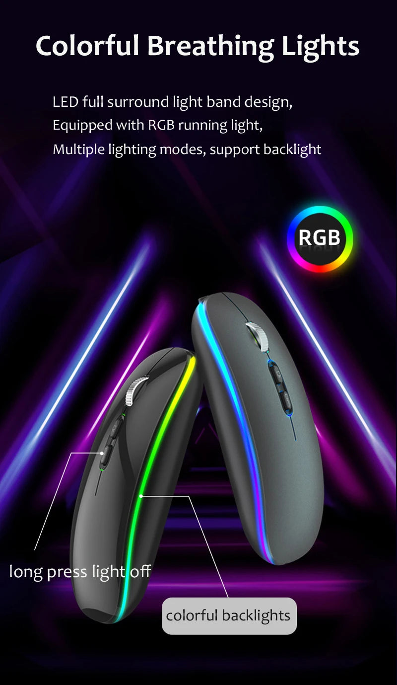 Bluetooth Mouse for Asus ZenBook 14 UX433 Vivobook Flip 14 12" M420 R211 Laptop PC Wireless Mouse Rechargeable Mute Gaming Mouse