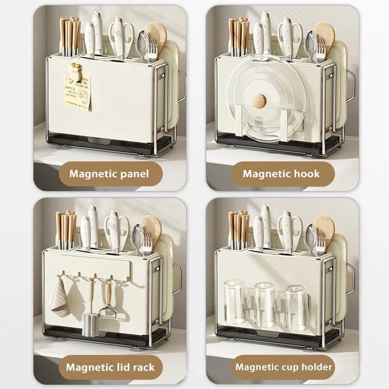 Kitchen Knife Rack Wall-mount Cutting Board Storage Racks Household Multifunctional Countertop Chopping Board Storage Rack