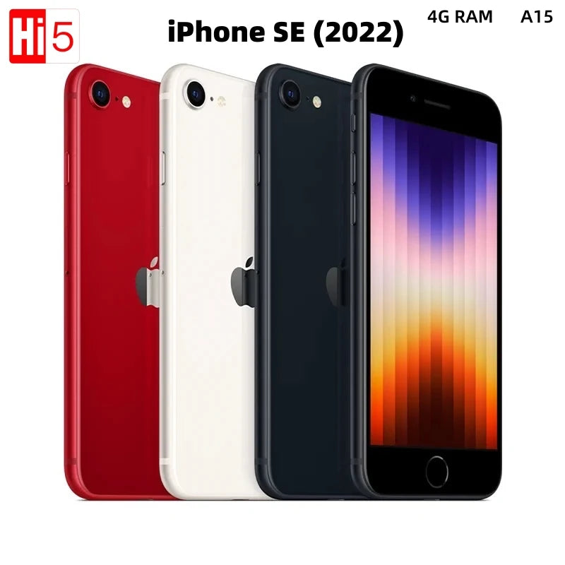 Apple iPhone SE 2022 SE3 de 4.7 pulgadas, 4 GB de RAM, 64 GB/128 GB/256 GB de ROM, chip A15 Bionic, cámara de 12 MP, reconocimiento de huella dactilar, teléfono original desbloqueado.