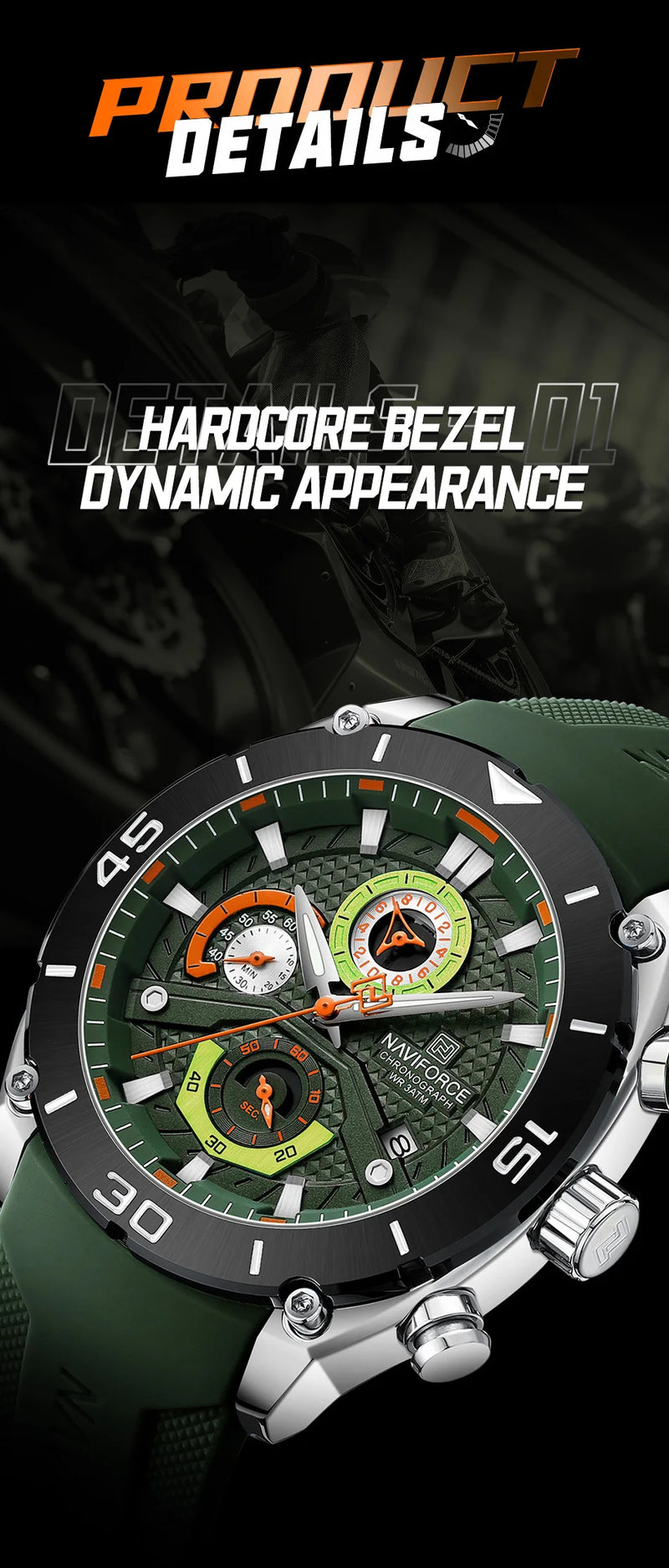 NAVIFORCE Sport Watch for Men Waterproof Quartz Wristwatch Chronograph Military Clock With Luminous Reloj Hombre Male Gift 2024