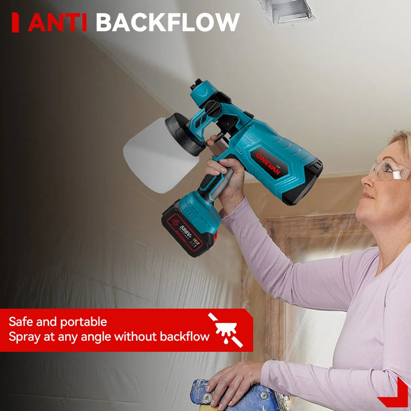 1000ML Electric Spray Gun Cordless Paint Sprayer Auto Furniture Household Sprayer Flow Control Power Tool For 21V 18V Battery