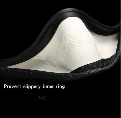 All Seasons Leather Diamond Steering Wheel Cover Universal Fit for 14 .5-15 Inch Durable Leather Cover Anti-Slip Veins Design