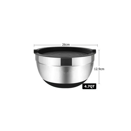 Mixing Bowls with Lids and Non-Slip Bases, Stainless Steel Mixing Bowls Set for Baking, Nesting Storage Bowls, JT227, 6 Pcs
