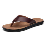 Size 38-47 New Italian Leather Flip-flops For Men Casual Cool Beach Summer Shoes Hotel Slippers Man Light Flats Luxe Men's Shoes