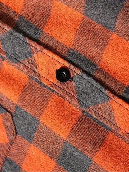 Youth Fashion Street Hooded Plaid Shirt Men's Slim Fit Long Sleeved Shirt Couple Travel Casual Shirt Men's Sports Shirt Jacket