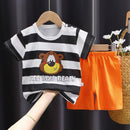 New Boys Summer Clothing Set Full Bear Print Cotton Short Sleeve T-shirts and Shorts 2PCS Breathable Outfit For Girls
