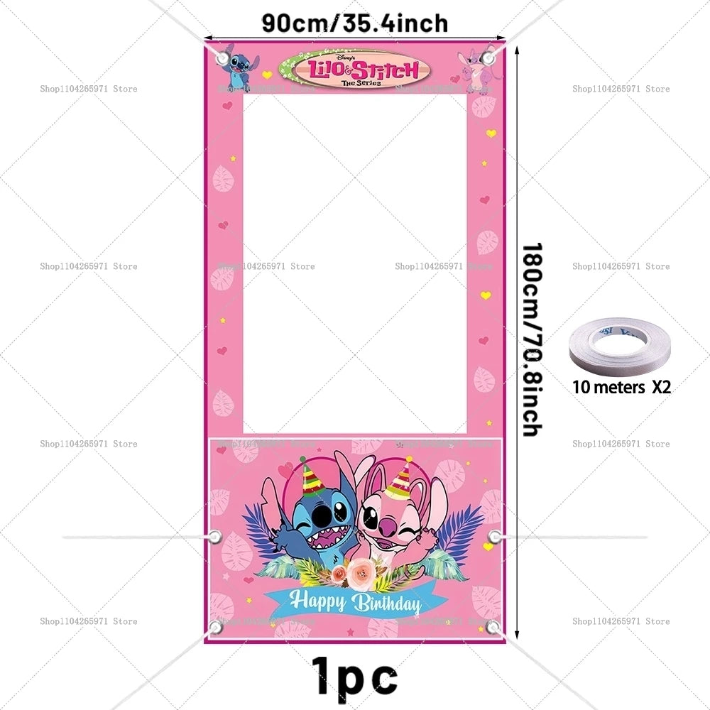 Disney Lilo And Stitch Photo Booth Frame Props Children's 1st Birthday Party Shooting Background Props Baby Party Decoration