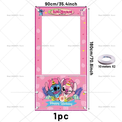 Disney Lilo And Stitch Photo Booth Frame Props Children's 1st Birthday Party Shooting Background Props Baby Party Decoration