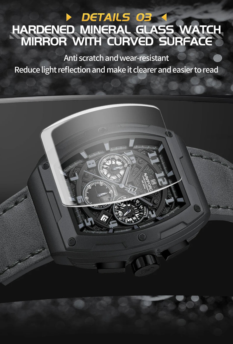 NAVIFORCE Luxury Brand Men Sports Watch Quartz 24 Hours Chronograph Waterproof Male Wristwatches Date Display Clock Reloj Hombre