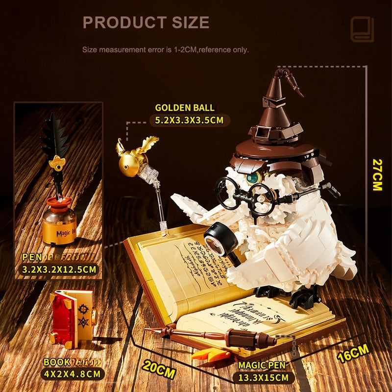 Magical World Owl Doctor Magic Book and Lights Building Blocks Bricks Animal Bird Models Boys Assembly Toys Kid Christmas Gifts