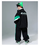 Hip Hop Girls Contrast Bomber Jacket Sport Pants Boys Street Dance Coat Streetwear Kids Jazz Clothes Set Children School Uniform