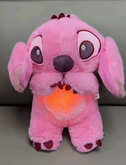 Muñeco de peluche Disney Stitch, oso de peluche que respira y duerme, con música relajante, compañero de juegos Kawaii, juguete de peluche ligero para niños, regalo para niños