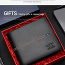 Septwolves Genuine Leather Wallets For Men Original Leather Wallet Man Cowhide Wolf Pattern With Brand Box Father Lover Gift