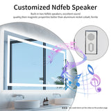 LUVODI Large Illuminated Bluetooth Bathroom Mirror Rectangle Anti-fog LED Bathroom Vanity Mirror with Bluetooth Speaker 3 Color