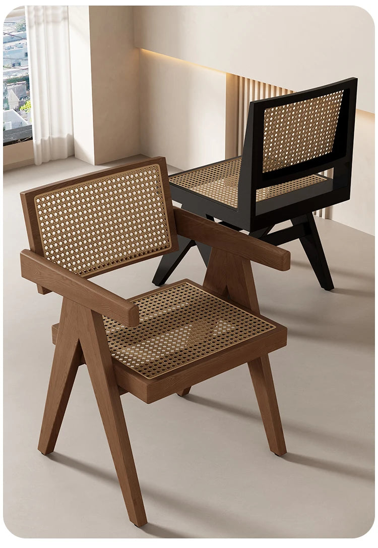 Rattan Nordic Relaxing Design Chair Accent Solid Wood Dining Modern Computer Office Aesthetic Relax Armrest Garden Furniture