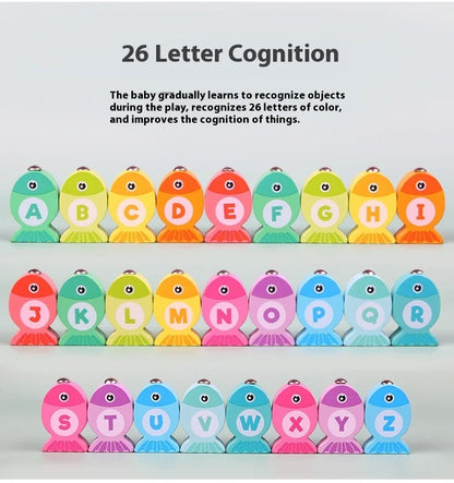 Wooden Children Fishing Toys Baby Early Education Toys Kids Ability Training Toy Montessori Education Fun Game Alphabet Learning