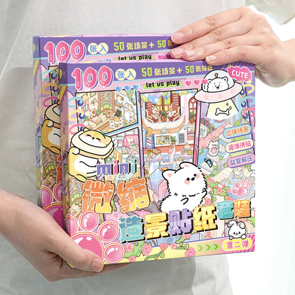 50 in 1 landscape stickers miniature scene collection 3d three-dimensional girls children's educational toys