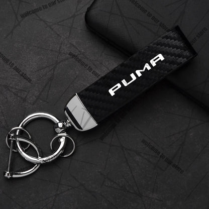 Car Keychain For PUMA ST Cougar Wolf MK3 MK4 MK5 MK6 Logo Carbon Fiber Leather Zinc Alloy Emblem Key Chain Accessories
