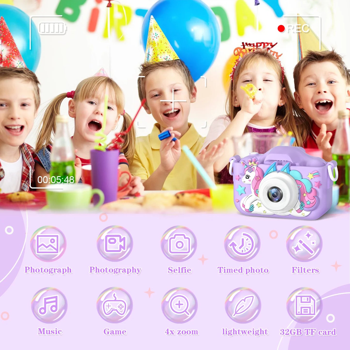 Cámara digital HD de 1080P para niños pequeños, cámara de 2 pulgadas con funda de silicona, ideal como regalo de cumpleaños o Navidad.