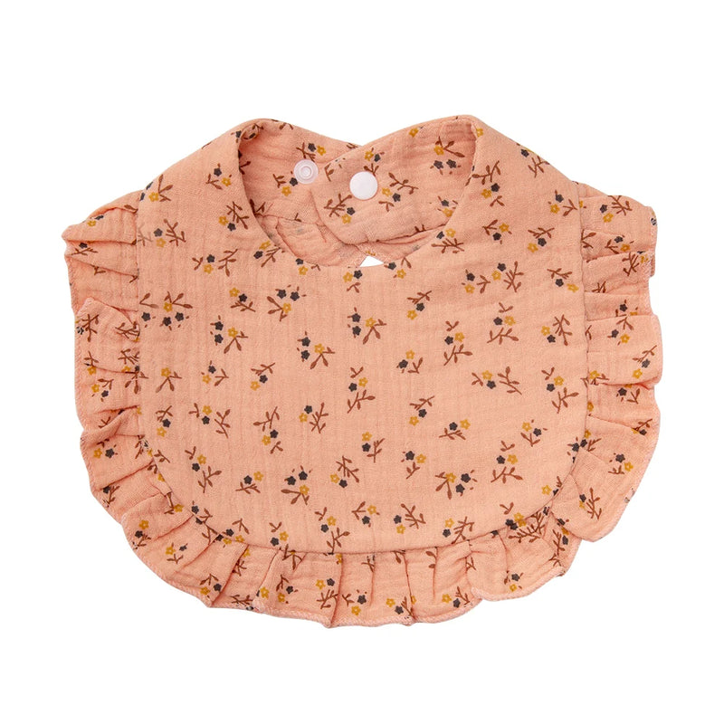 Baberos de bebé con estampado de flores, ajustables, con broches, para saliva, con borde fruncido, de muselina de algodón, para eructar, de arcoíris, para niñas de grado A