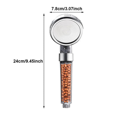 Anti Limestone Filtered Shower Head ABS High-Pressure Water Saving Handheld Clear Showerheads with Filter Beads for Bathroom