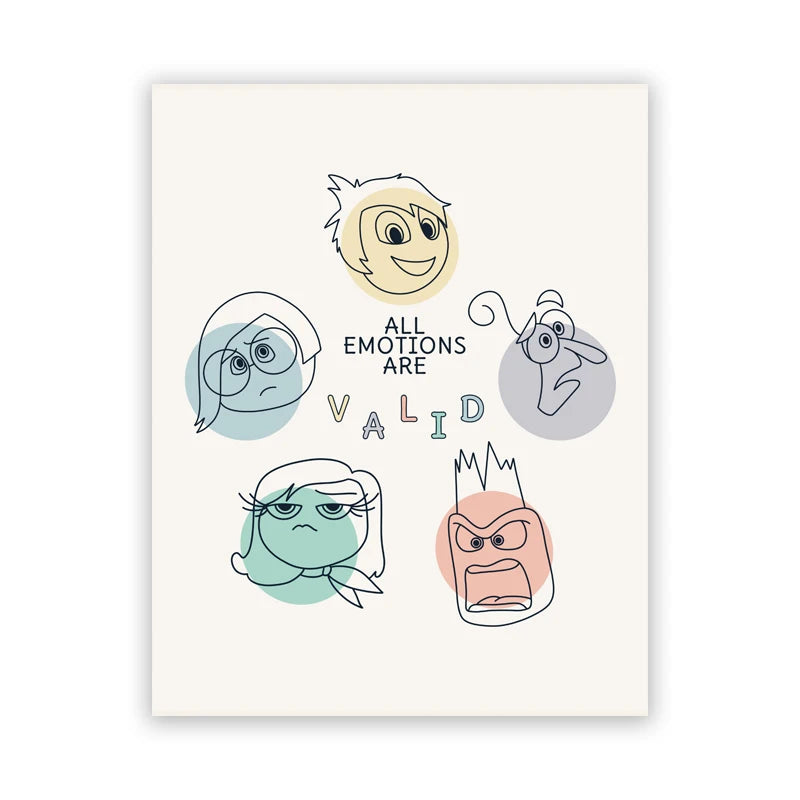INSIDE OUT Mental Health Poster Kids Feelings Emotions Art Print Canvas Painting School Counselor Office Decor Psychologist Gift