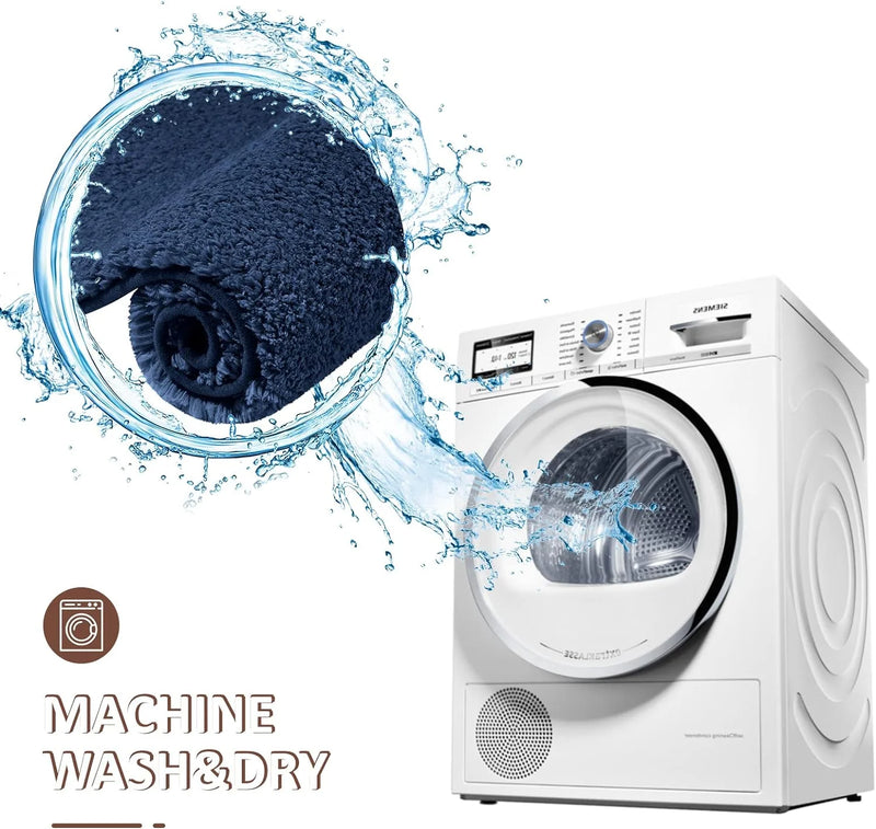 Alfombra de baño antideslizante con absorción de agua, alfombra de baño gruesa, alfombra de pelo largo, alfombra de inodoro duradera y lavable a máquina