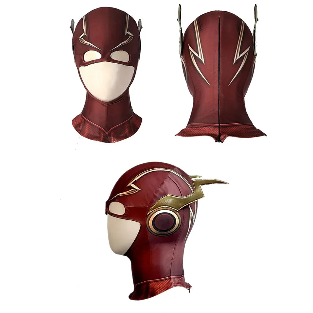 Red Barry Allen Cosplay Costume Adult Men Bodysuit Mask Full Set Halloween Zentai Suit Custom Made