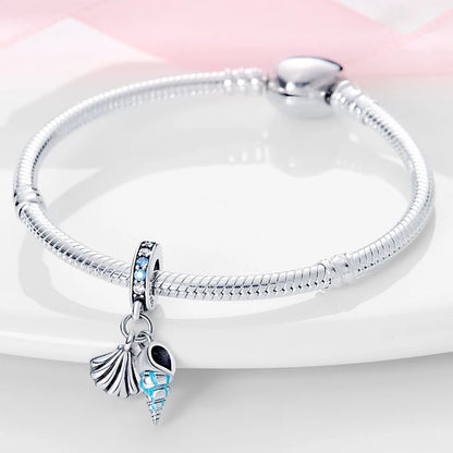 Ocean Series - Original Genuine 925 Sterling Silver Turtle Crab Mermaid Charm Beads Suitable for 3mm Bracelet DIY Making Pendant