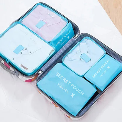 6pcs/set Pink/Blue/Gray Travel Storage Bag Large Capacity Waterproof Luggage Clothes Underwear Storage Bag with Zipper 