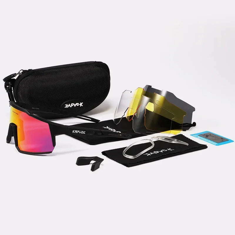 Men Women Polarized 4 Lens Sunglasses Cycling Bike Glasses Bicycle MTB Goggle Outdoor Sport Eyewear Anti-Glare Uv400 Equipment