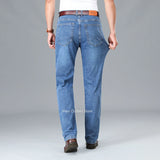 2024 Brand Thin or Thick Material Men's Elastic Cotton Jeans Fashion Gray Comfortable Denim Business Casual High Waist Pants