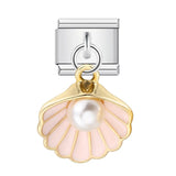 URING New Italian Charm Bracelet Pendant Series Shell Imitation Pearl Heart Personalized Assembly Chain Y2k DIY Making Jewelry