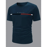 Paris Theme Pattern Print  T-shirt,Pattern T-shirt Men's Summer Wear,Men's Clothing