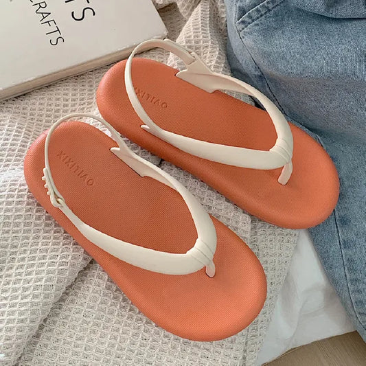 Sandalias de verano para mujer, color sólido, plataforma, impermeables, para exteriores, playa, chanclas para mujer 