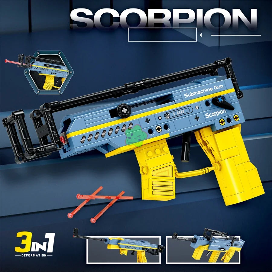 Technical Building Blocks Toys Gun Scorpion Uziel Submachine Magnum Eagle USP Pistol WW2 Military SWAT Weapon Model For Children
