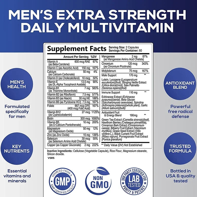 Men's Multivitamin Supplement - Enhance Immunity, Boost Energy and Endurance, Promote Overall HealthSupplement